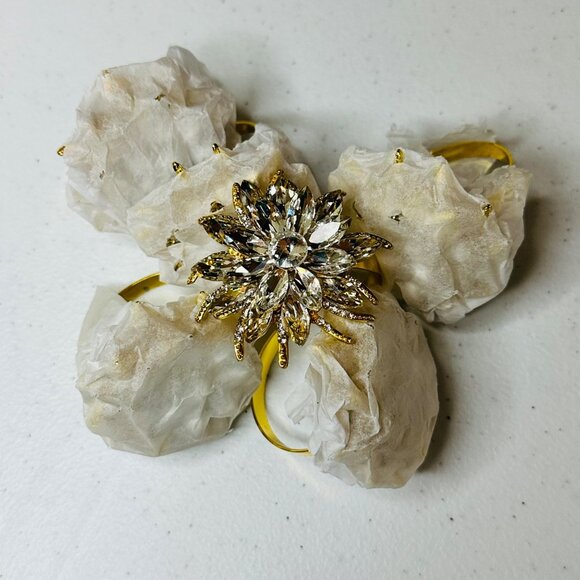 Napkin Rings 6Pcs Gold tone Flower Delicate Alloy Table Setting Party Accessory - Picture 8 of 10